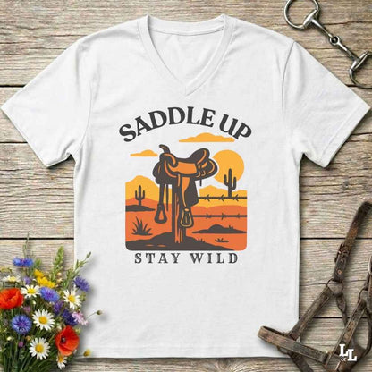 Saddle Up Stay Wild V-Neck Tee