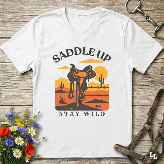 Saddle Up Stay Wild V-Neck Tee