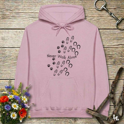 pink  Never Walk Alone Hoodie. Horse Rider Hoodie for Equestrian and Horse Lovers.