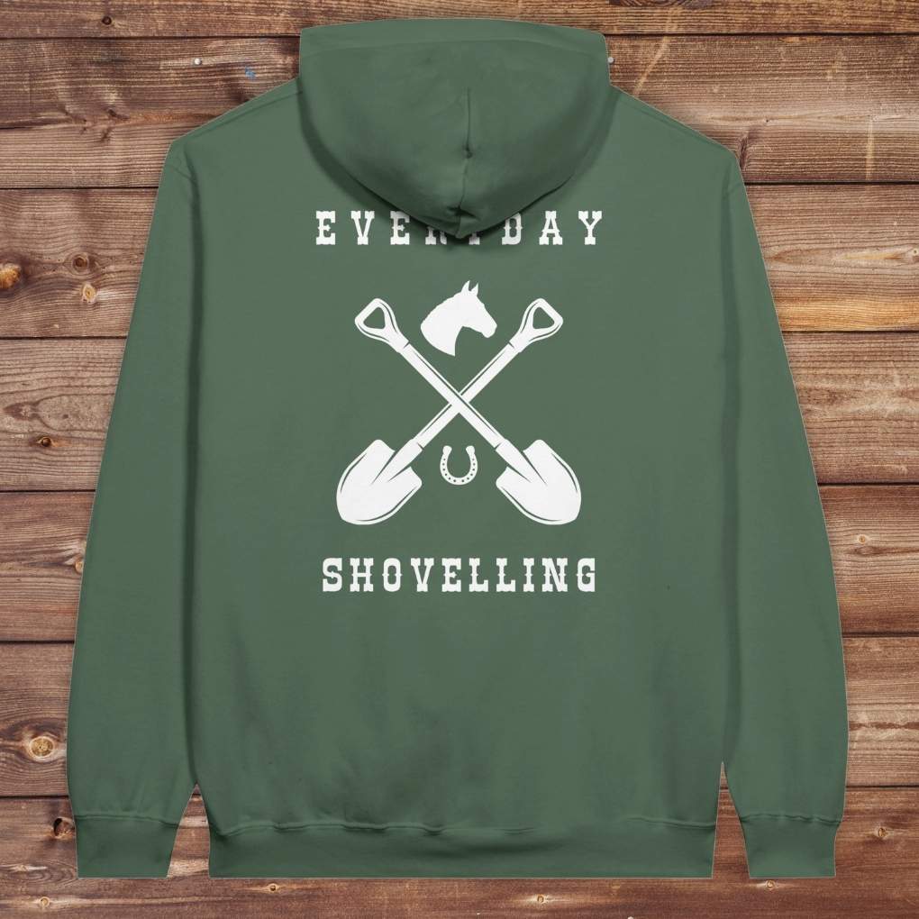 Green Everyday Shovelling Hoodie for Horse Lovers, Wester Style Wear, Mens Hoodies, Cowgirl Sweatshirts