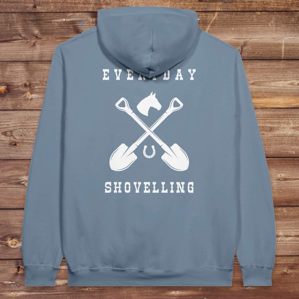 Blue Everyday Shovelling Hoodie for Horse Lovers, Wester Style Wear, Mens Hoodies, Cowgirl Sweatshirts