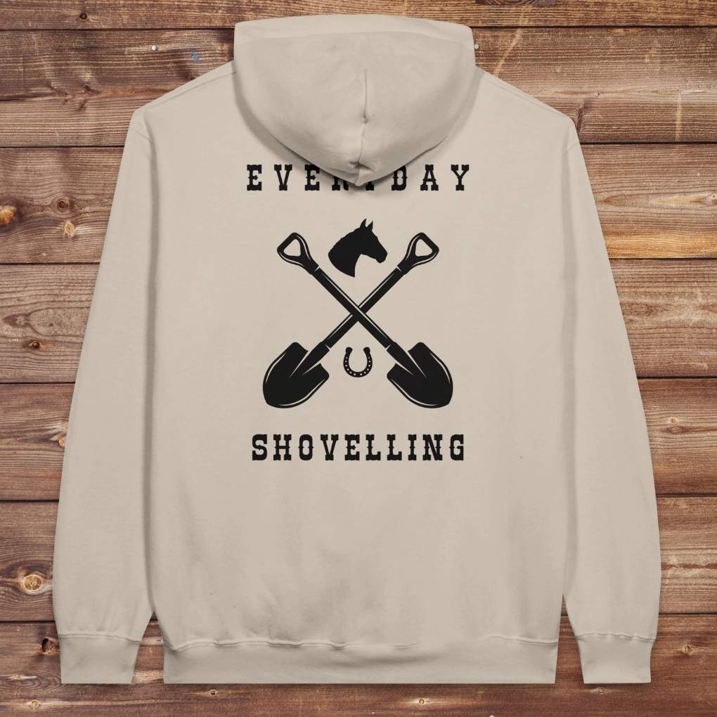 Sand beige Everyday Shovelling Hoodie for Horse Lovers, Wester Style Wear, Mens Hoodies, Cowgirl Sweatshirts