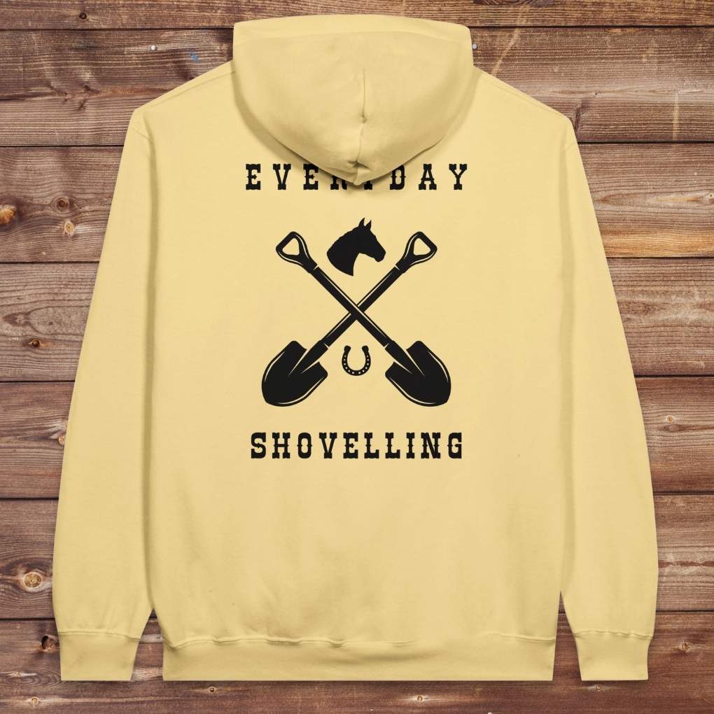 Yellow Everyday Shovelling Hoodie for Horse Lovers, Wester Style Wear, Mens Hoodies, Cowgirl Sweatshirts