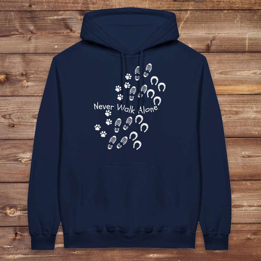 Navy blue Never Walk Alone Hoodie. Horse Rider Hoodie for Equestrian and Horse Lovers.