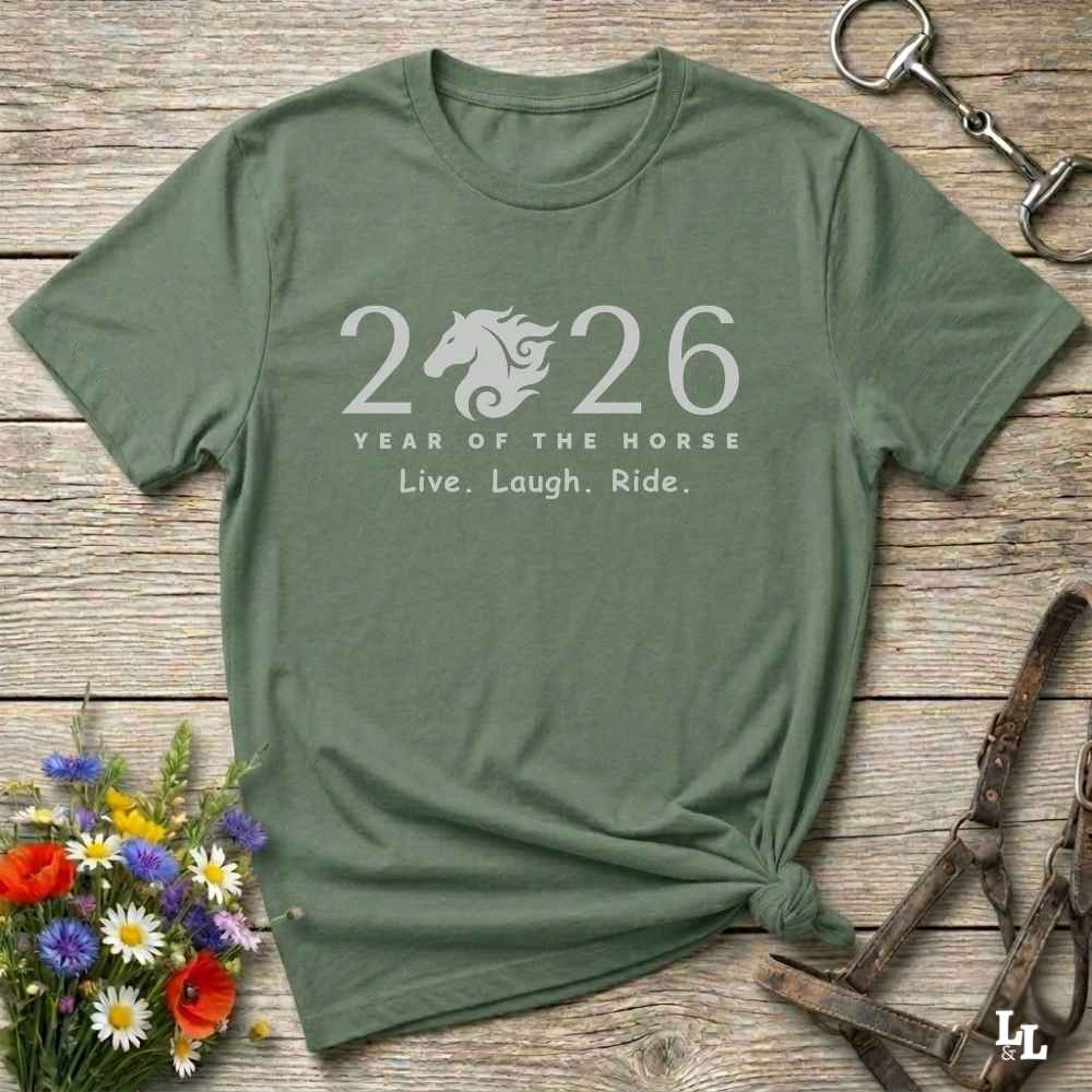 green Live Laugh Ride T-Shirt for Horse Lovers, Riding Apparel, Barn Wear Tee