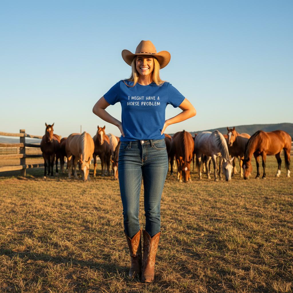 Graphic tee for horse lovers admitting their obsession, stylish western horse problem design